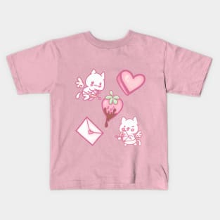 Chibi Cat Cupids Kids T-Shirt